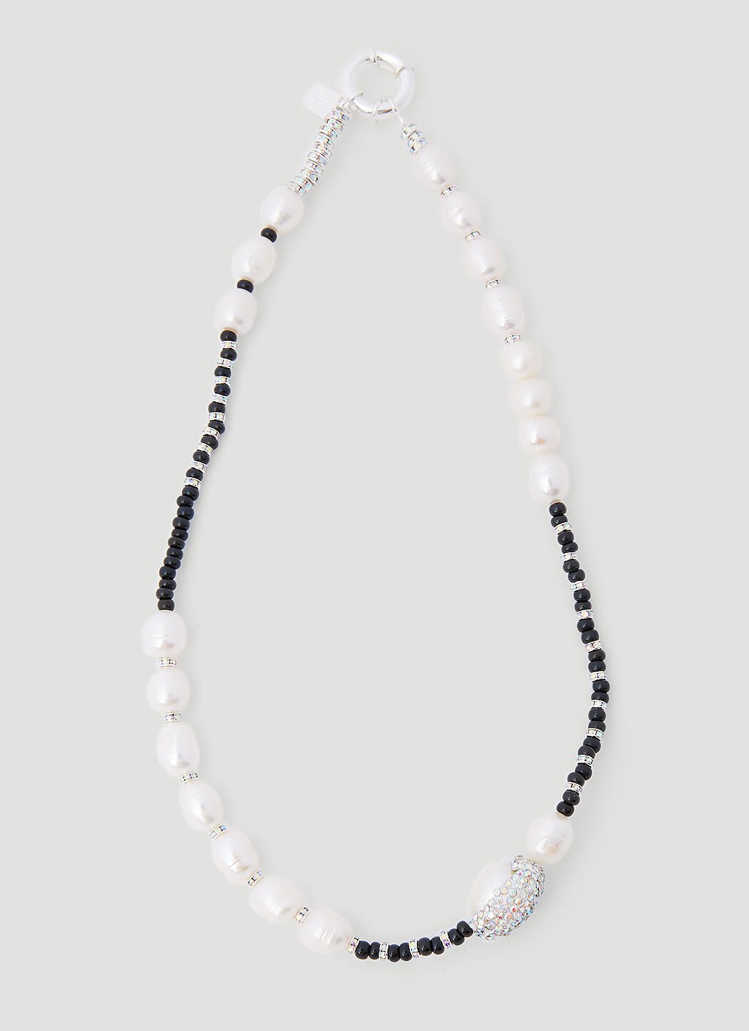 Acne Studios Crystal Embellished Pearl Necklace Brown acn0153019