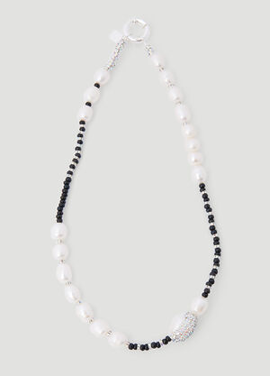 Acne Studios Crystal Embellished Pearl Necklace Brown acn0153019