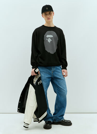 A BATHING APE® Ape Jacquard Knit Sweater Black aba0154004