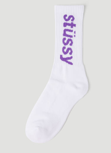 Helvetica Long Socks Stüssy Helvetica Long Socks White sts0151029