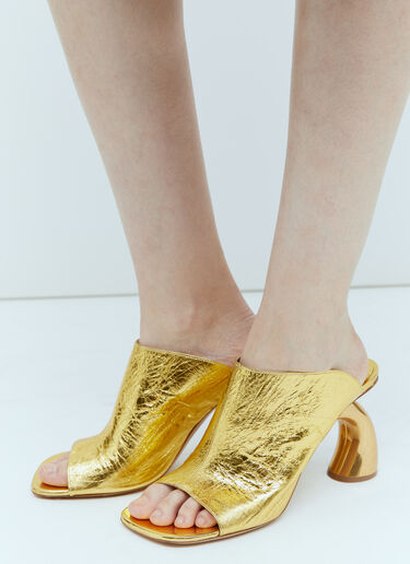 Dries Van Noten Ached Heel Leather Mules Gold dvn0254033