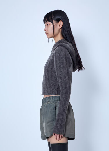 LN-CC® - Rick Owens: Long Sleeve Cropped Hooded Top - Grey Rick Owens Long Sleeve Cropped Hooded Top Grey ric0266006