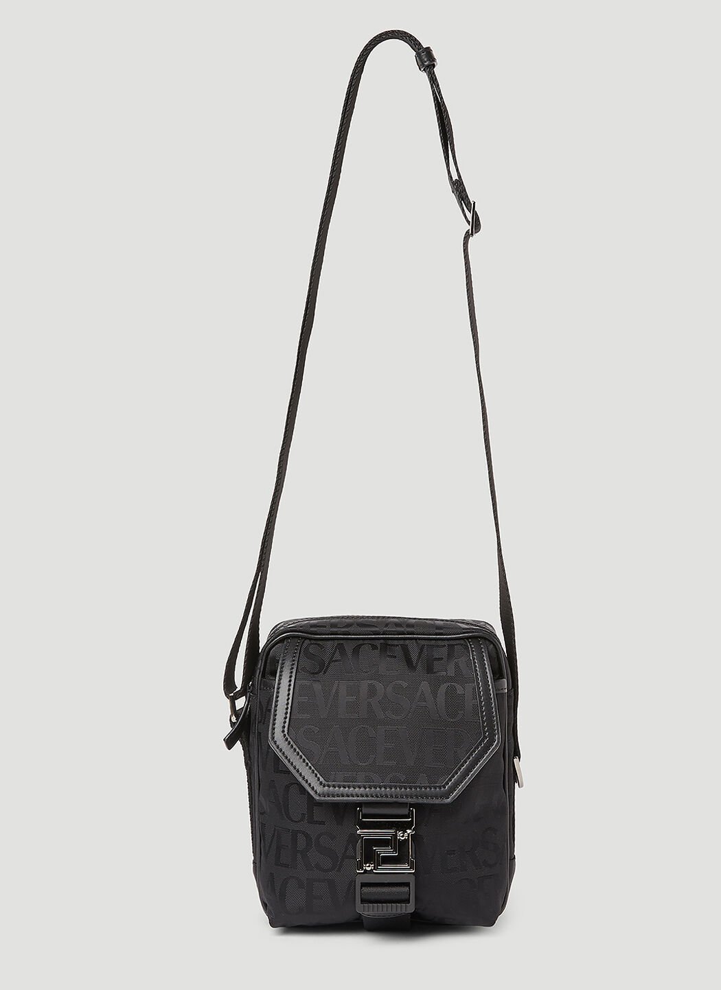 Versace Logo Jacquard Crossbody Bag Black ver0153045