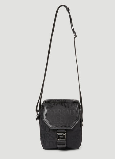 Versace Logo Jacquard Crossbody Bag Black ver0153047