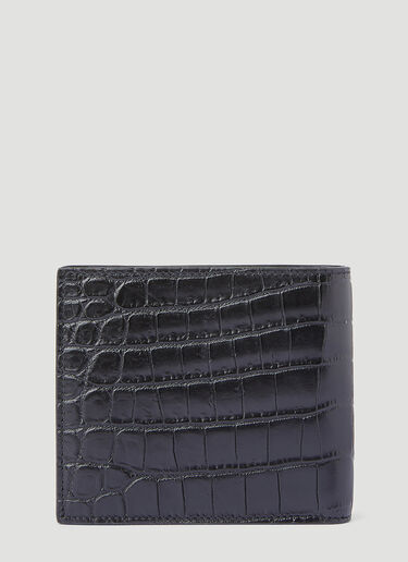 Saint Laurent Croc-Embossed Bi-Fold Wallet Black sla0138024