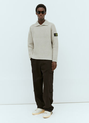 スプレッドカラー ウールセーター Stone Island スプレッドカラー ウールセーター クリーム sto0154062