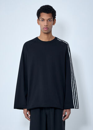 Y-3 Striped Shoulder Cotton T-Shirt Black yyy0364028