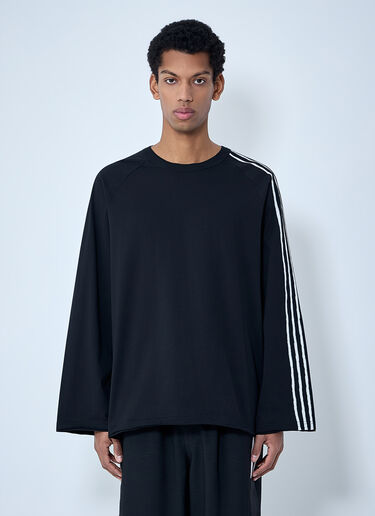 Y-3 Striped Shoulder Cotton T-Shirt Black yyy0364028