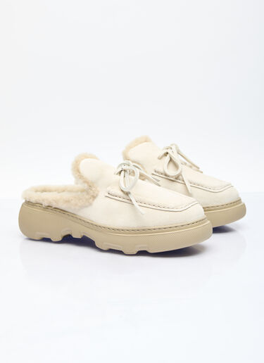 Suede And Shearling Stony Mules Burberry Suede And Shearling Stony Mules Beige bur0255057