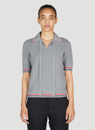 Thom Browne 格子缝线 Polo 衫 灰色 thb0252001