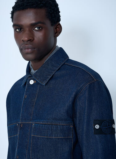 Denim Compass Patch Shirt Stone Island Denim Compass Patch Shirt Denim sto0162089