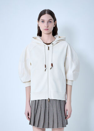 Moncler Hooded Zip-Up Sweatshirt White mon0264029