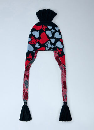Vivienne Westwood Hearts and Orb Flap Knit Cap Red vvw0366070