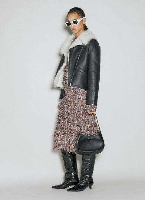 The Row Shearling-Collar Leather Biker Jacket Cream row0251014