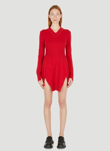 Alexander McQueen Knitted Mini Dress Red amq0249013