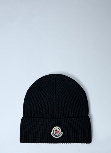 Logo Motif Beanie Hat Moncler Logo Motif Beanie Hat Black mon0163031