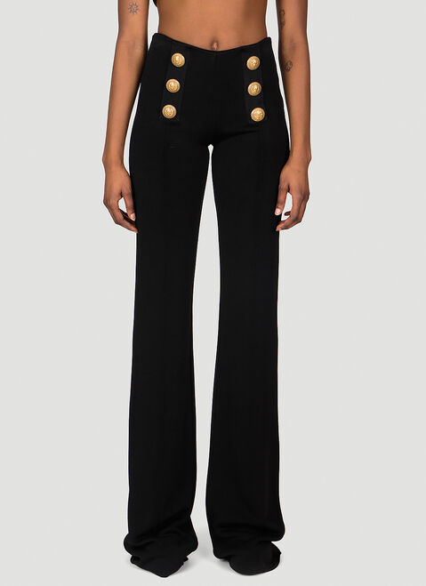 Balmain 6 Button Bootcut Pants Brown bln0254005