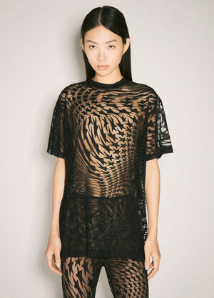 Mugler Sheer Flocked Star T-Shirt Black mug0259009