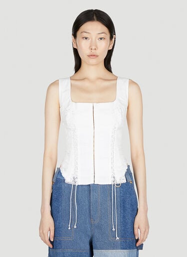 Marine Serre Lace-Up Corset Top White mrs0252026