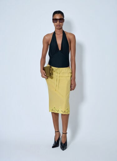 LN-CC® - Saint Laurent: Laced Half-Slip Skirt - Yellow Saint Laurent Laced Half-Slip Skirt Yellow sla0263020