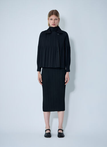 Pleats Please Issey Miyake Pleated Smooth Coat Black plp0260014