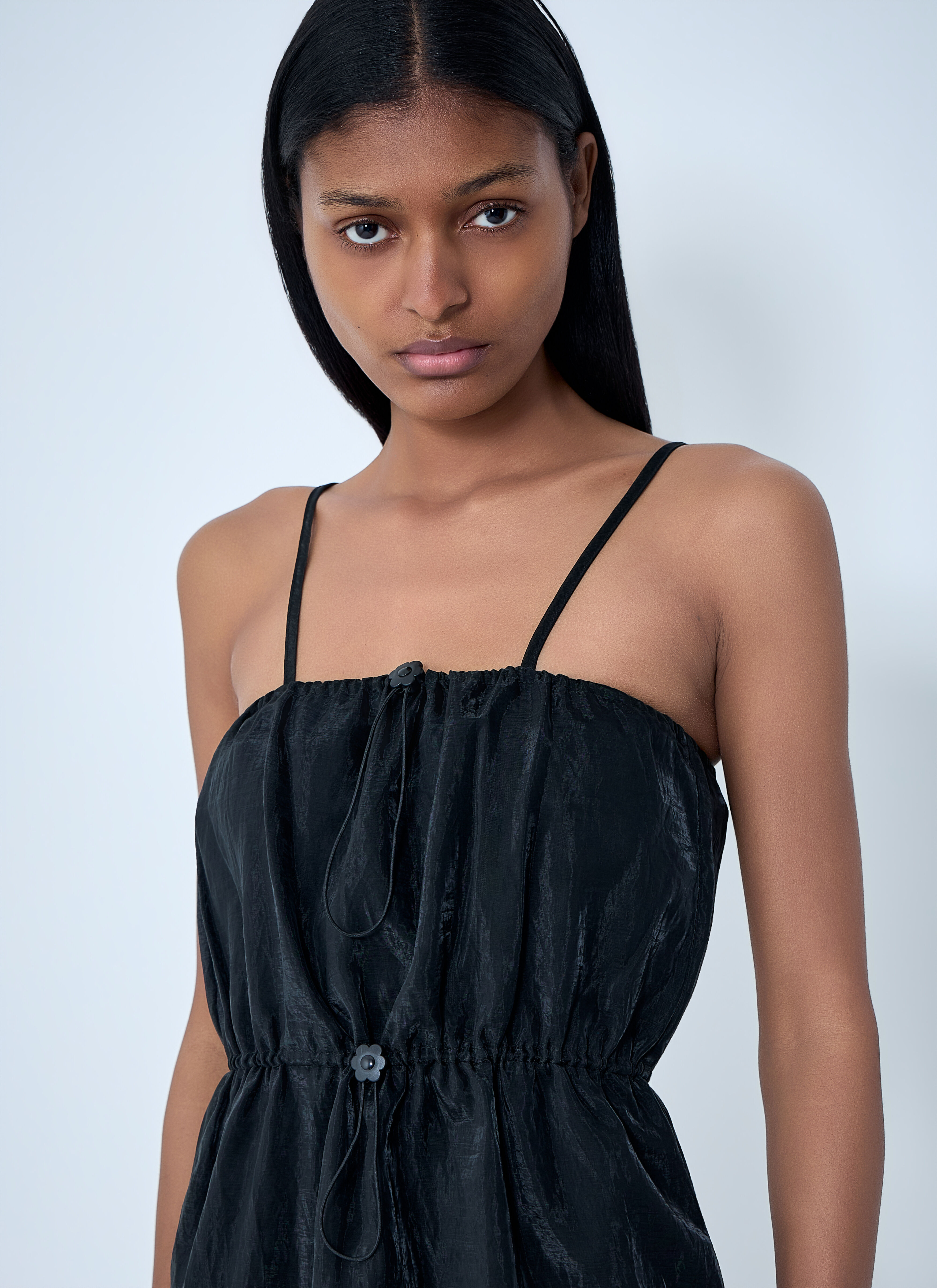 Cecilie Bahnsen Women's' Sheer Overlay Midi Dress in Black | LN-CC®