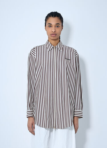 Miu Miu Striped Shirt Brown miu0260059