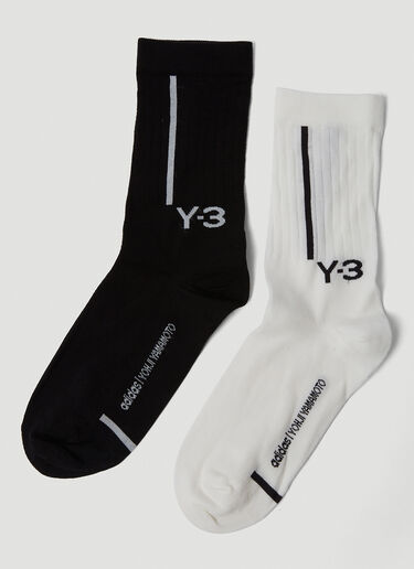 Y-3 Pack of Two Logo Intarsia Socks Black yyy0349035