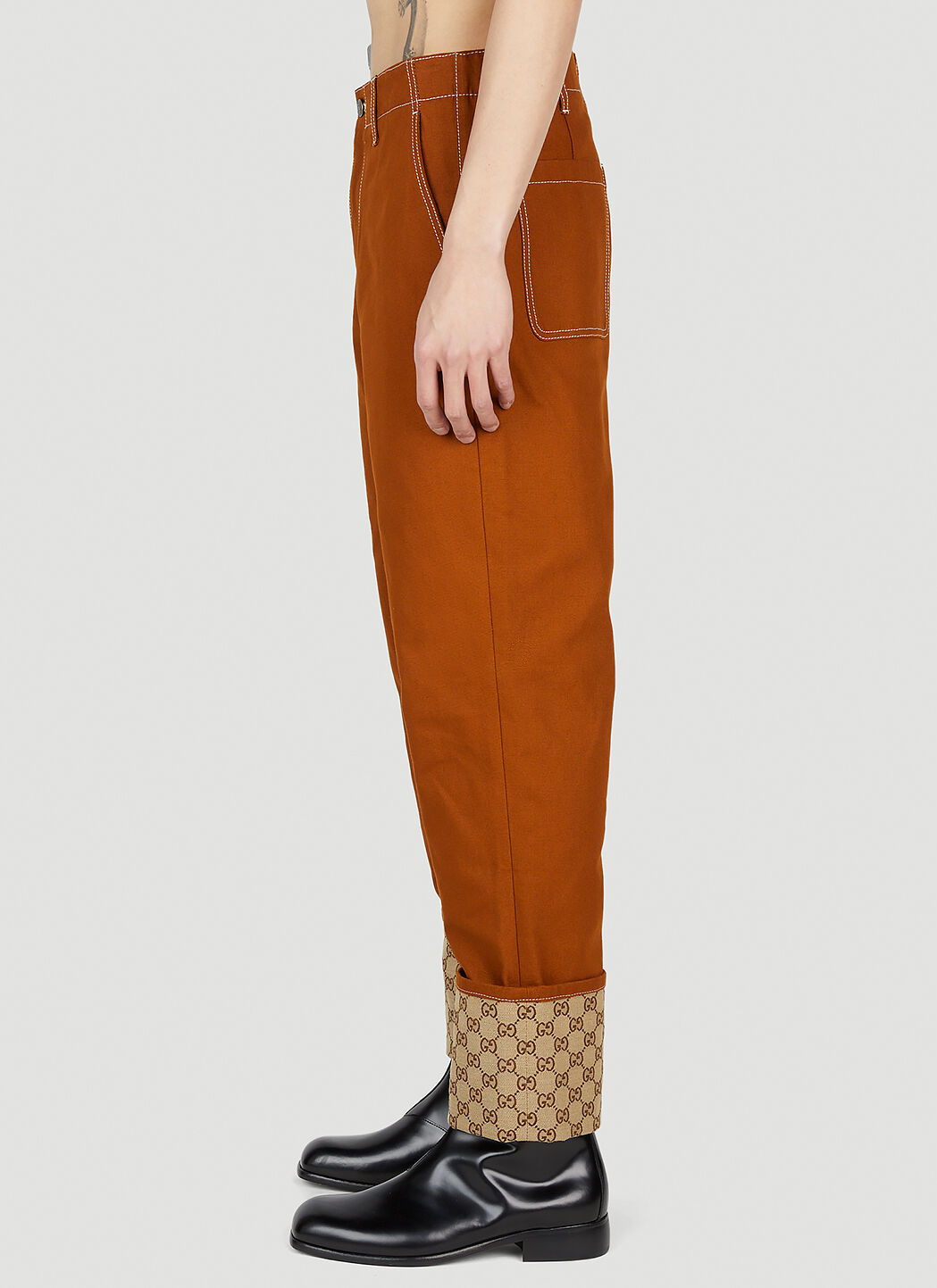 Gucci Men's' GG Cuff Pants in Brown | LN-CC®