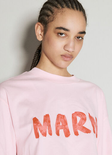 Marni マキシロゴプリントTシャツ ピンク mni0255017