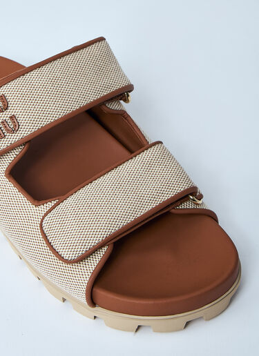Miu Miu Logo Motif Slides Natural miu0260063