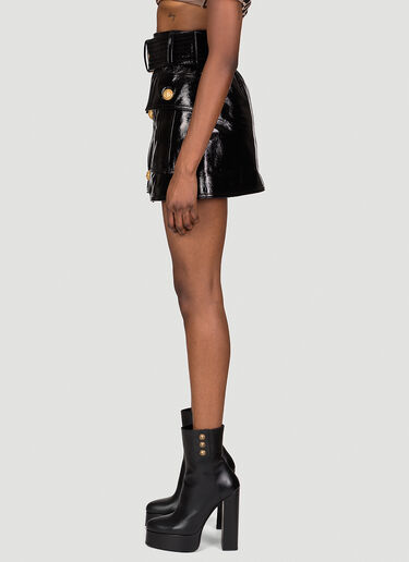 Balmain Patent Leather Mini Skirt Black bln0253008
