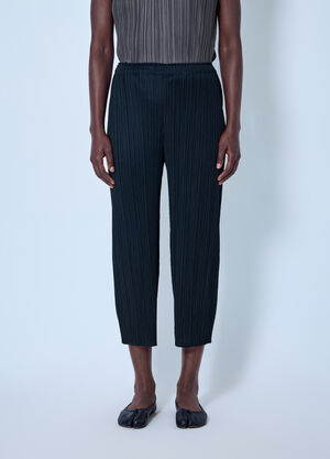 Pleats Please Issey Miyake Pleated Cropped Trousers Black plp0266066