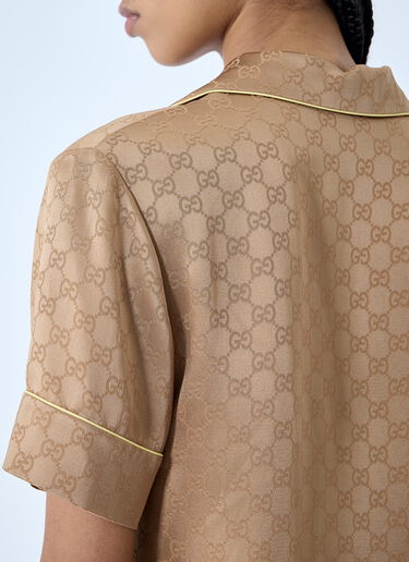Gucci GG 缎面衬衫  棕色 guc0259026