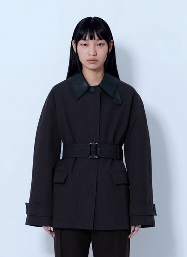 LN-CC® - Studio Nicholson: Lurie Belted Cropped Jacket - Dark Grey Studio Nicholson Lurie Belted Cropped Jacket Dark Grey stn0265002
