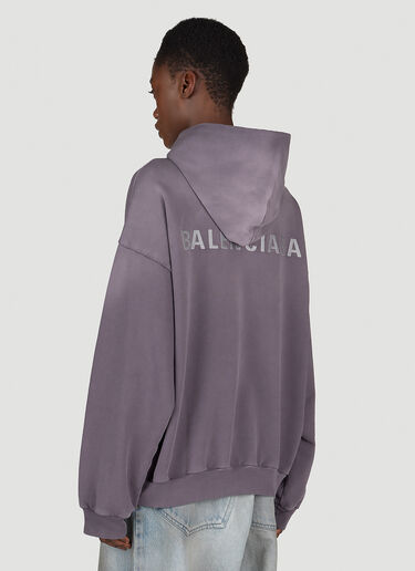 Balenciaga Medium-Fit Logo Print Hooded Sweatshirt Purple bal0254017