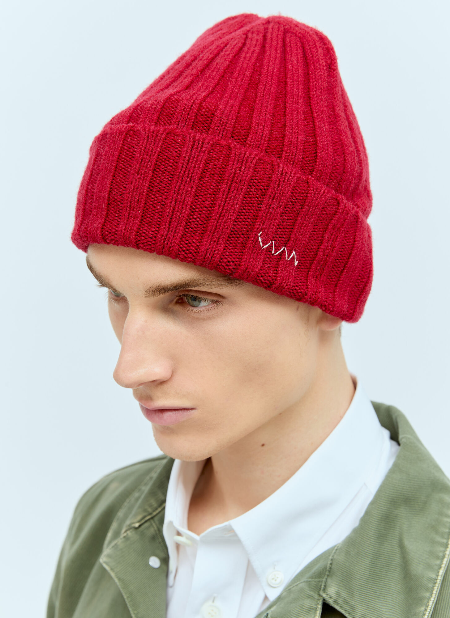 Shop Visvim Wool Beanie Hat In Red