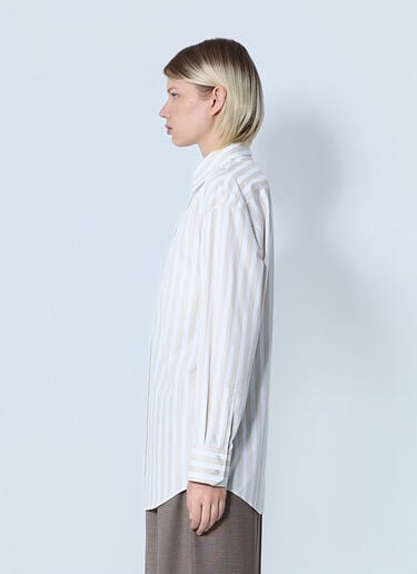 Saint Laurent Striped Button-Down Shirt Beige sla0260078