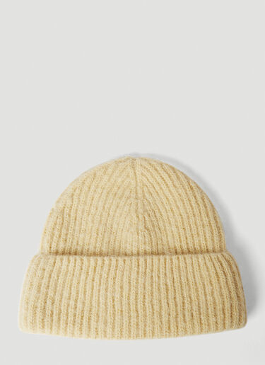 Our Legacy Ribbed Beanie Hat Yellow our0350001