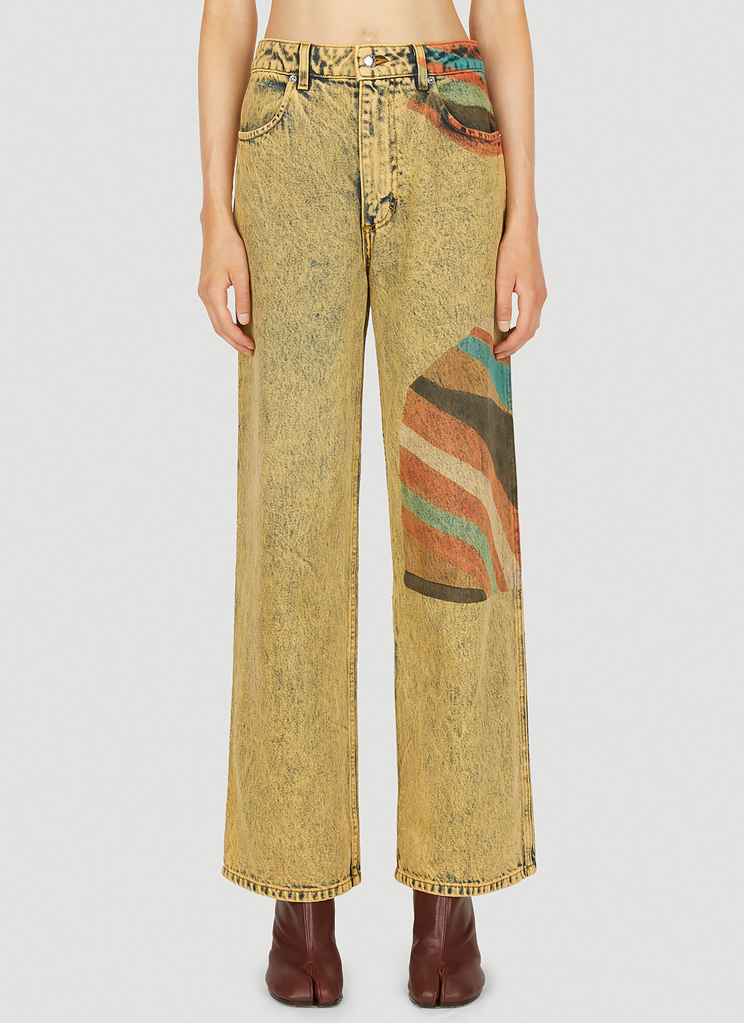 Eckhaus Latta Striped Jeans Female Yellow