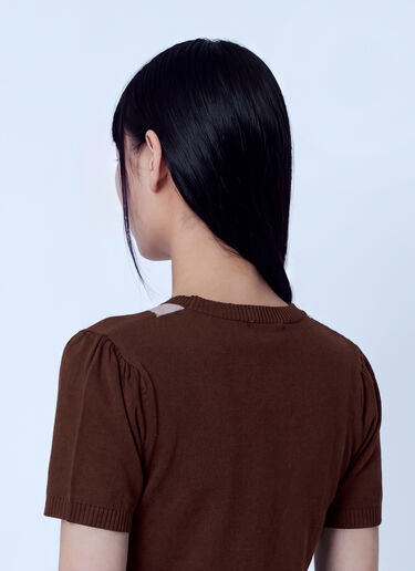 GANNI Light Cotton Argyle T-Shirt Brown gan0265009