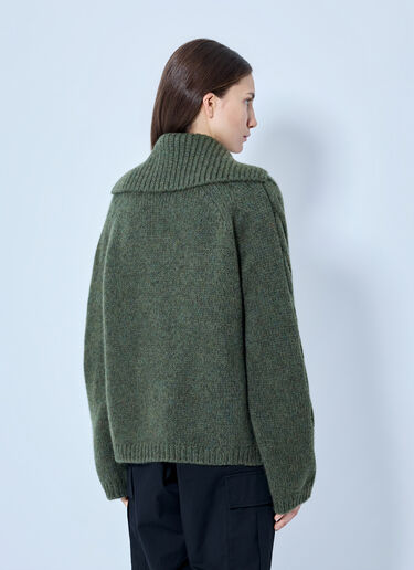 LN-CC® - Moncler: Zipped Knit Sweater - Dark Green Moncler Zipped Knit Sweater Dark Green mon0266013