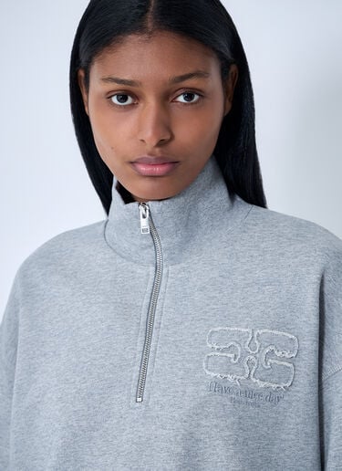 GANNI Half-Zip Sweatshirt Grey gan0263013