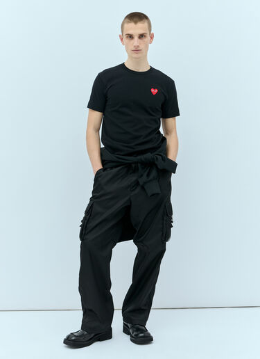 Comme Des Garçons PLAY 로고 패치 티셔츠  블랙 cpl0355011