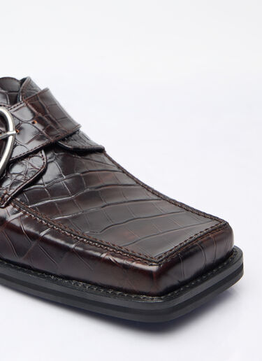 Martine Rose Square Toe Buckle Mules Brown mtr0158019