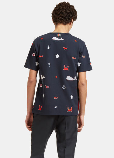 Thom Browne Embroidered Sea Motif Crew Neck T-Shirt Navy thb0127013