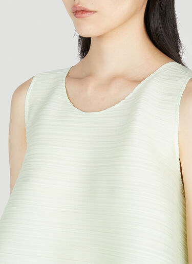 Pleats Please Issey Miyake Pleated Draped Top Green plp0253013