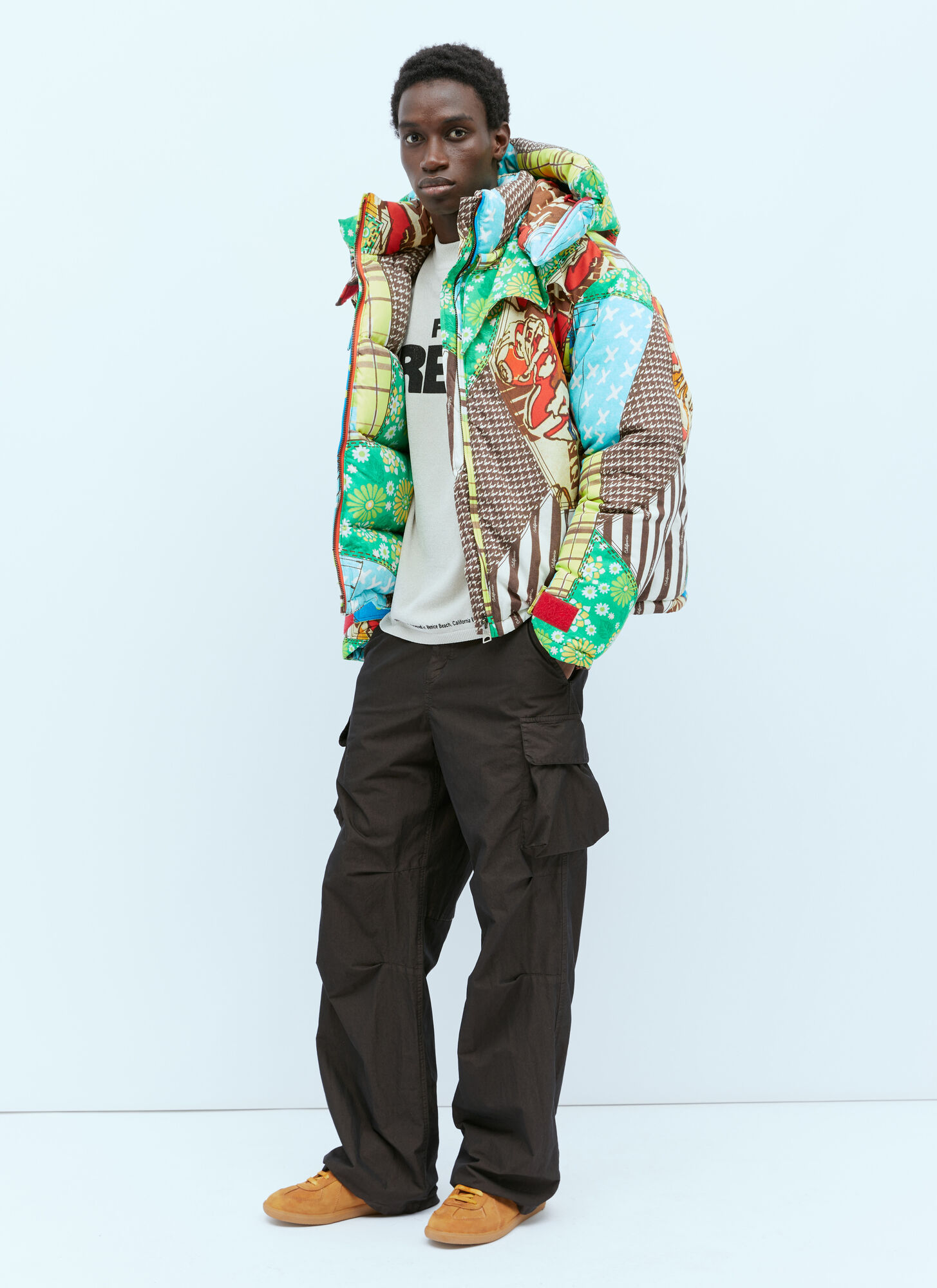 Shop Erl Snowboard Down Jacket In Multicolour