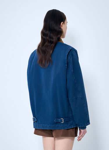 Miu Miu Garment-Dyed Jacket with Logo Embroidery Blue miu0259003