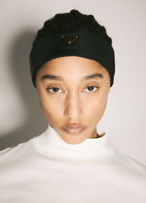 Prada Logo Plaque Headband Black pra0258066
